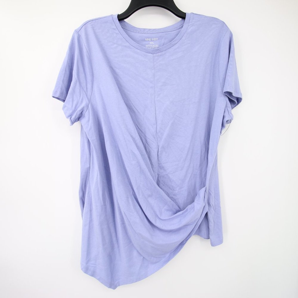 Nine West Light Purple Asymmetrical Wrap Style T-Shirt New Without Tags Size XXL